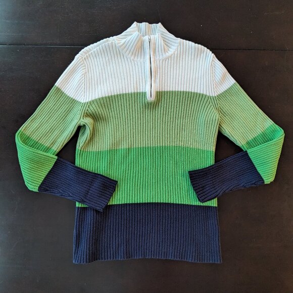 Liz Claiborne Sweaters - Liz Claiborn Quarter Zip Y2K Sweater Block Color Size P Large